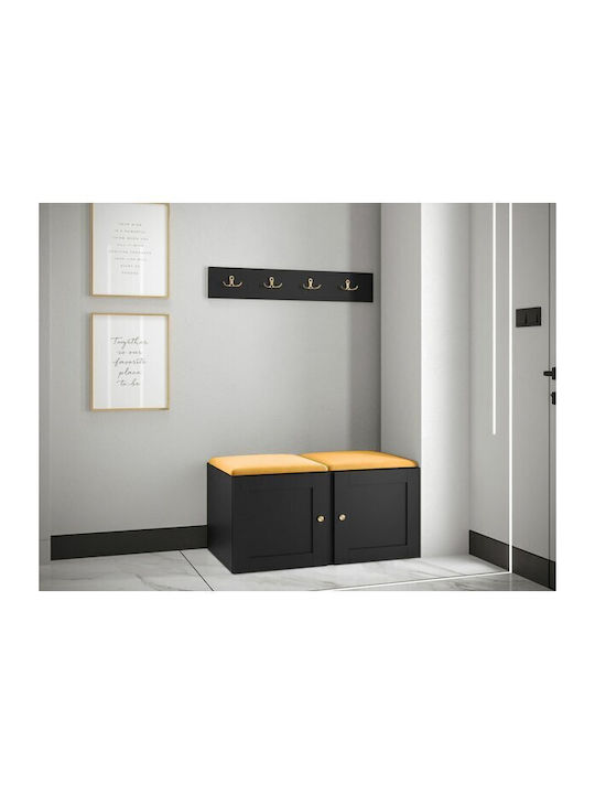 Hartford 376 Entry Furniture with Mirror & Hanger Κίτρινο, Μαύρο 84x44x42cm