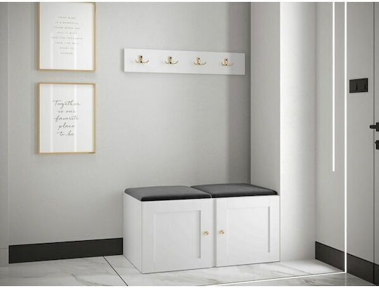 Hartford 376 Eingangsmöbel mit Spiegel & Garderobe Black, White 84x44x42cm