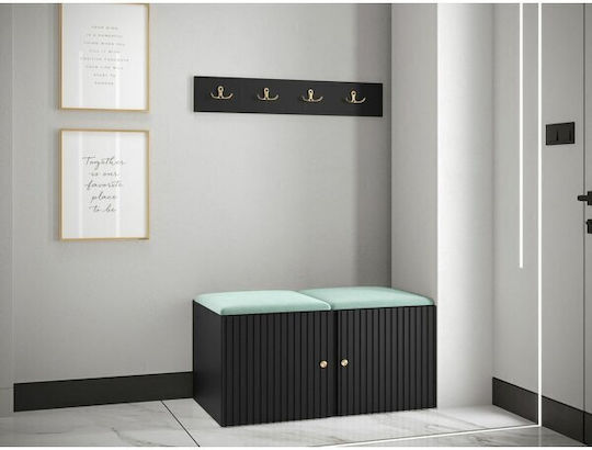 Hartford 384 Entry Furniture with Mirror & Hanger Turquoise, Black 84x44x42cm