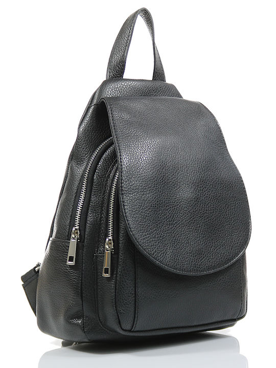 Passaggio Leather Кожена Дамска Чанта Раница Черна