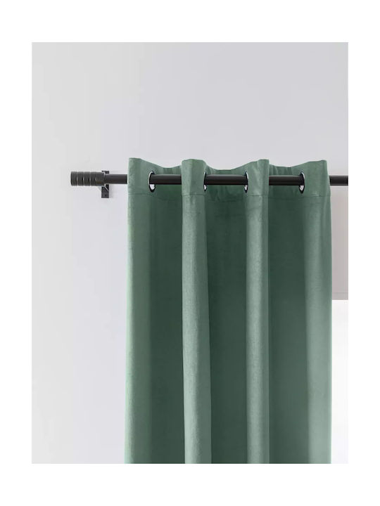 Cotton Market Κουρτίνα Συσκότισης με Τρουκς Πράσινη 140x250εκ.
