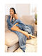 Cotton Market Blanket Fleece Queen 220x240cm Blue