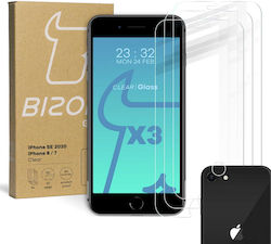 Bizon Glass Clear Tempered Glass 3 Bucăți + Lentilă iPhone SE 2022/2020 8/7