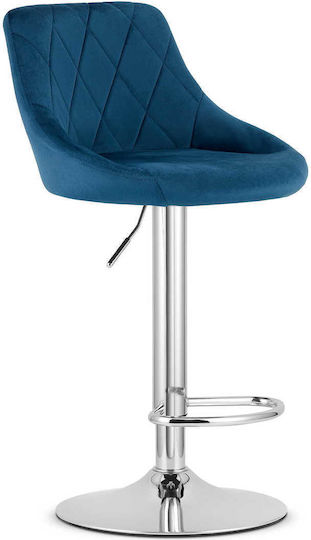 Stool Bar Kast with Back & Adjustable Height Navy Velvet 35x34x47cm