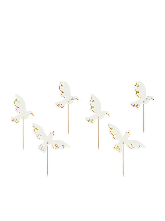 Cupcake Decorations Doves 14.5 Cm Mix 1 Pack 6 Pcs