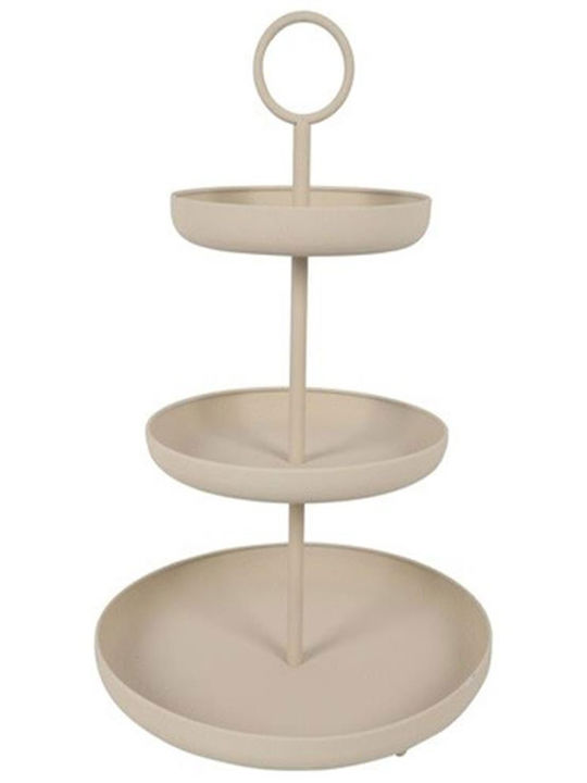 Atmosphera Metallic Tiered Appetizer Stand 3 Tiers White Ø41cm P41xM62cm