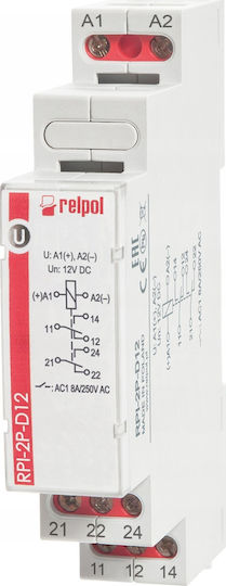 Relpol Ρεле за фаза 8Спецификация Двуполюсно с Напрежение 12V