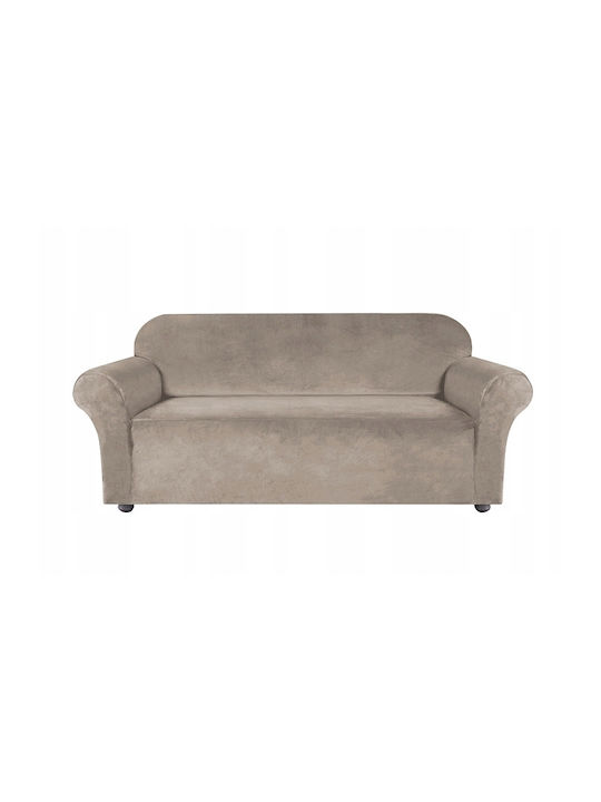 Ubieramy Meble Elastic Cover for Three Seater Sofa Beige Cappuccino 1pcs