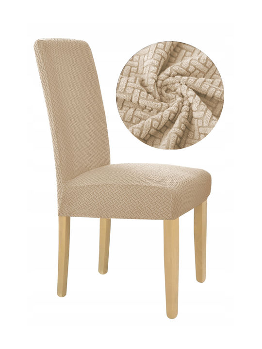 Ubieramy Meble Husă Elastică Scaun Beige Jacquard 1buc
