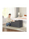 Stool For Living Room With Storage Space Wooden Gray 38x76x38cm