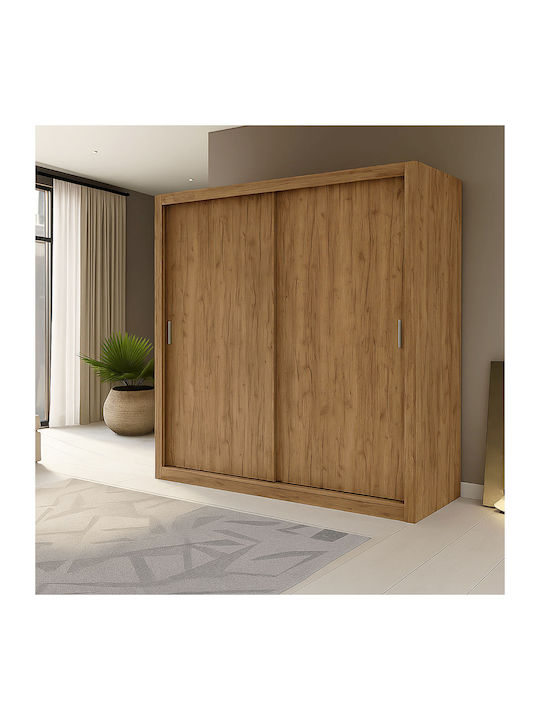 Reflex Δίφυλλη Ντουλάπα Συρόμενη Χρυσό Δρυς 180x60x215cm