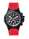 Herrenuhr 42mm Batterie mit Rot Kautschukarmband