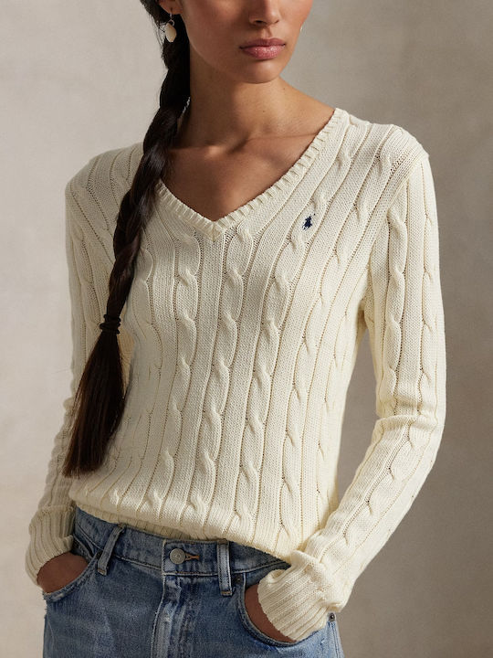 Ralph Lauren Damen Pullover Baumwolle mit V-Aus...