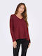 Life Women's Sweater with V Neckline Purple