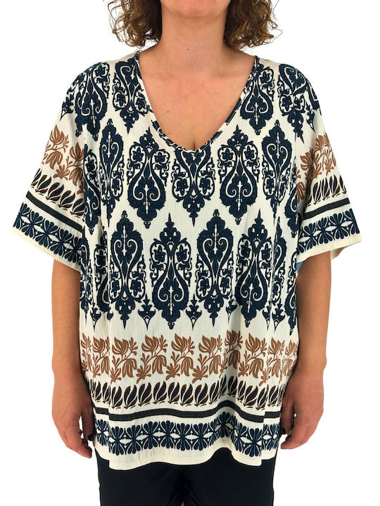 Women's Blouse Short Sleeve with V Neckline Black