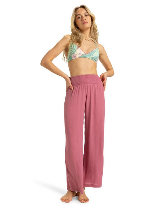 Along The Beach Women's Fabric Trousers Pink