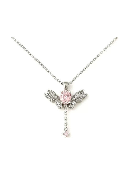 Nire with design Butterfly from Pink Gold Plated Steel with Zircon