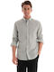 Long-sleeved Cotton Shirt Striped Green