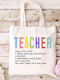 Shopping Bag Cotton Fabric Ecru Design Teacher 05 Dimensions 38x40cm With Handles 38x70cm