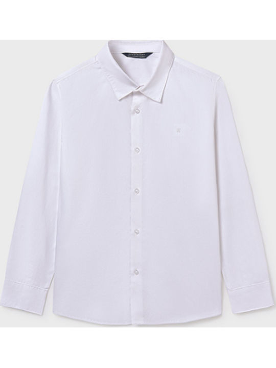 Kids One Color Shirt Long Sleeve White