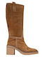 Leder Damenstiefel Tabac Braun