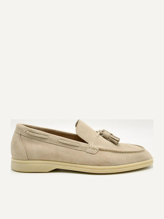 Δερμάτινα Ανδρικά Loafers σε Μπεζ Χρώμα