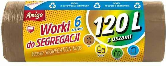 Gosia Trash Bags for the Garden Capacity 120lt with Handles 6pcs Brown