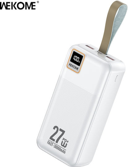 WK WP-96 Power Bank 30000mAh 27W with 2 USB-A Ports and USB-C Port White