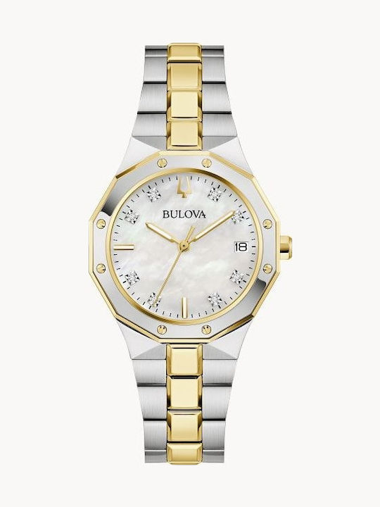 Bulova Ladies Diamond Γυναικείο Ρολόι Μπαταρίας με Ασημί Μεταλλικό Μπρασελέ