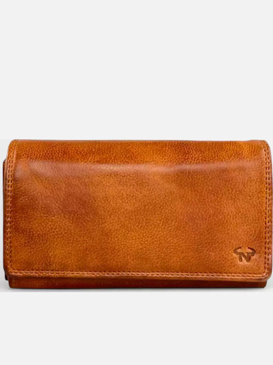 Large Leather Women's Wallet Classic Tabac Brown