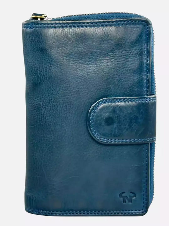 Large Leather Women's Wallet Blue