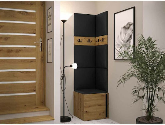 Hartford 347 Eingangsmöbel mit Spiegel & Garderobe Black, Artisan Oak 42x44x42cm