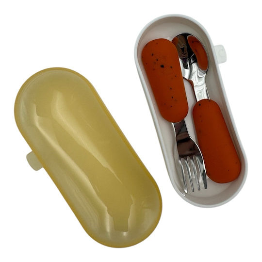 Dodo's Land Baby Set with Fork made of Silicone in Case Orange 2pcs
