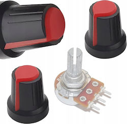 Rosfix 2x Potentiometer Knob 6mm Shaft Red 15x17mm