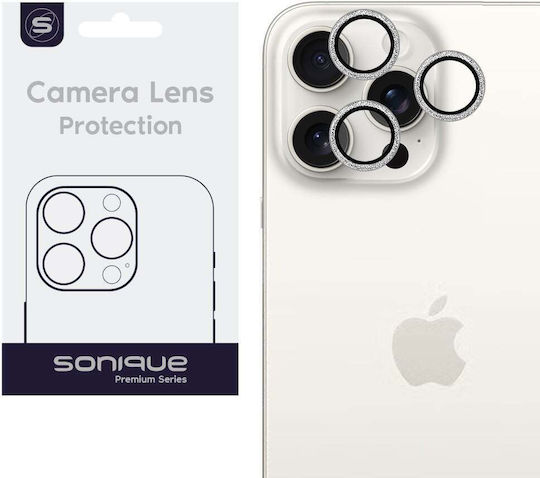Sonique Glitter Lens Pro Camera Protection Tempered Glass White for the iPhone 15 Pro, iPhone 15 Pro Max
