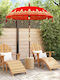 Garten- und Terrassen-Sonnenschirm Rundschreiben Holz Rote Φ2.5xΥ2.5m