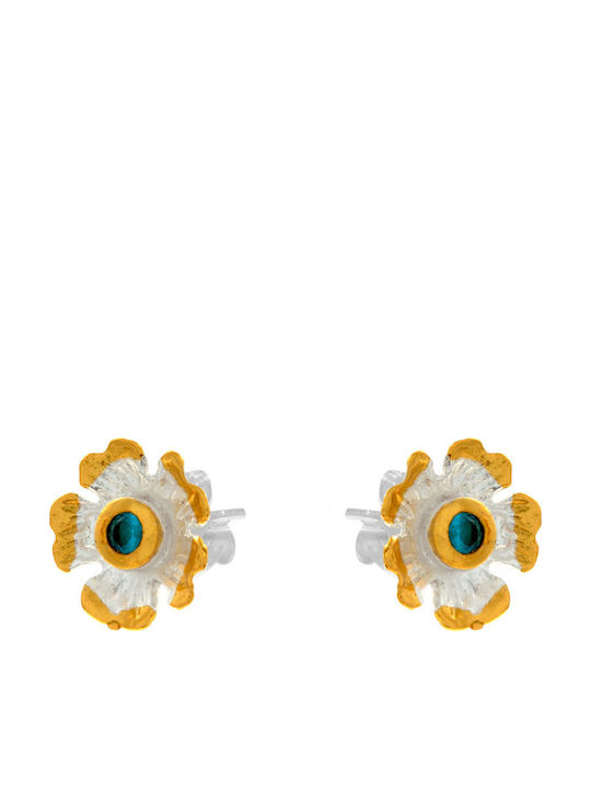 Bizoutaki Earrings made of Silver Gold Plated with Stones