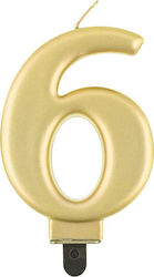GoDan Geburtstagskerze Nummer "6" in Gold Farbe...