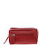 Small Leather Women's Wallet Classic with RFID Red