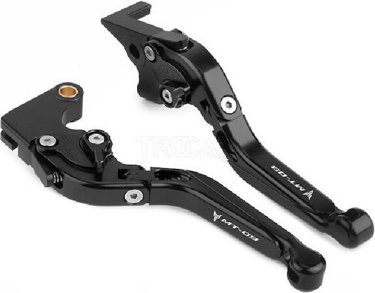 Innovaciones MS Set of Motorcycle Brake/Clutch Levers Flexible Adjustable for Yamaha MT-09 Black R15/V4A