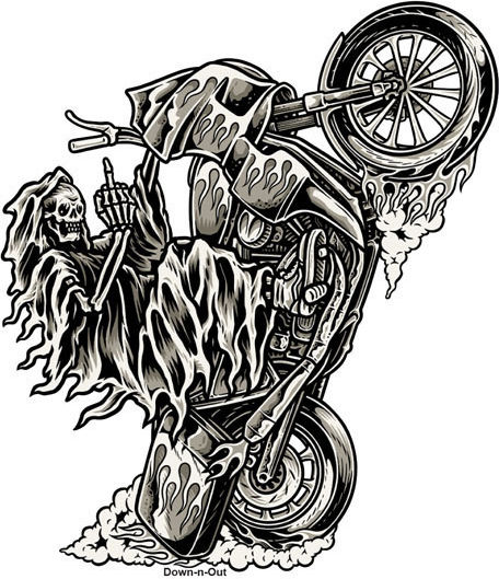 Down-n-out Wheely Reaper Sticker Άσπρο Μαύρο