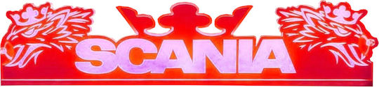 3D Decorative Cabin Sign Red Led 12v24v Scania 500mm 110mm Cable 15m Plug Lighter Socket
