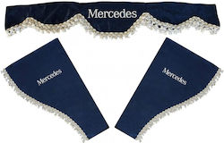 Set of 3 Curtains Mercedes Blue