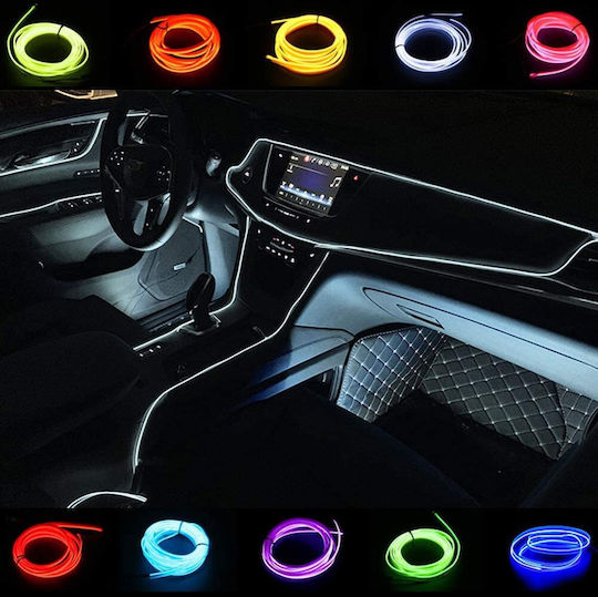 El Wire 2m 6ft Flexible Soft Hose Wire Lights Dc 12 V Car 360 Degree Illumination Light Blue
