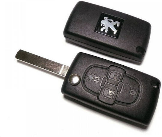 Foldable Car Key Shell with Blade with 4 Buttons Type for Peugeot