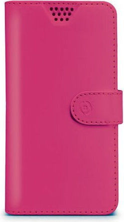 Celly Θήκη Book Universal Έως 4.5" Κινητά Αυτοκόλλητο Συγκράτησης Μέγεθος L Ροζ