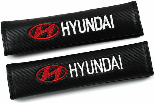 Set Car Seat Belt Pads “hyundai” 2pcs Oem – Black Carbon