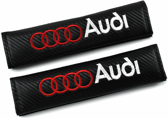 Set Car Seat Belt Pads “audi” 2pcs Oem – Black Carbon