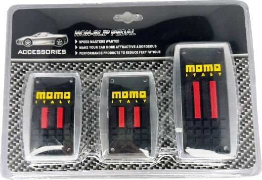 Car Pedal Set Non Slip Universal Aluminum Black 3pcs