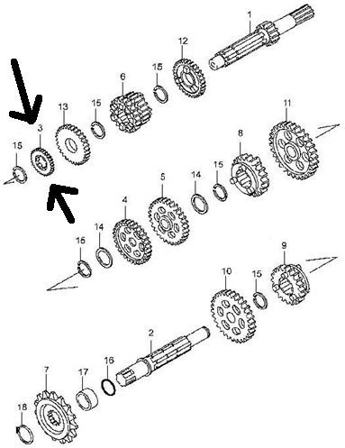 Transmission Gear Second Primary Shaft 18 Teeth Modenas Dynamic 125cc 2t Genuine39919